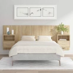 VidaXL Tête de lit avec armoires Chêne sonoma Bois d'ingénierie -Têtes et pieds de lit Soldes image 1 3115694