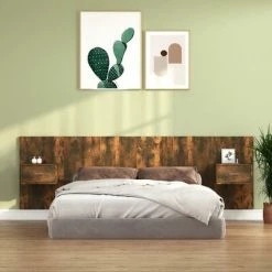 VidaXL Tête de lit avec armoires Chêne fumé Bois d'ingénierie -Têtes et pieds de lit Soldes image 1 3115705