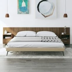 VidaXL Tête de lit avec armoires Chêne marron Bois d'ingénierie -Têtes et pieds de lit Soldes image 1 3115747