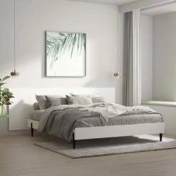 VidaXL Tête de lit murale Blanc 240x1,5x80 cm Bois d'ingénierie -Têtes et pieds de lit Soldes image 1 811052