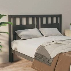 VidaXL Tête de lit Gris 140,5x4x100 cm Bois massif de pin -Têtes et pieds de lit Soldes image 1 818567