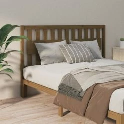 VidaXL Tête de lit Marron miel 165,5x4x100 cm Bois massif de pin -Têtes et pieds de lit Soldes image 1 818583