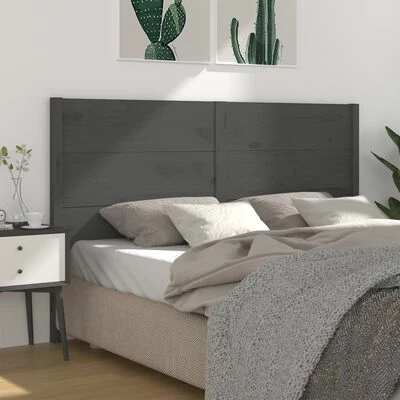 VidaXL Tête de lit Gris 186x4x100 cm Bois massif de pin 4 VidaXL Tête de lit Gris 186x4x100 cm Bois massif de pin – Image 2