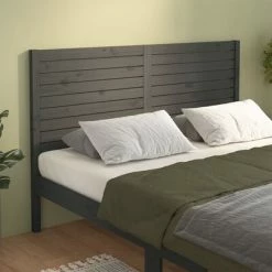 VidaXL Tête de lit Gris 126x4x100 cm Bois massif de pin -Têtes et pieds de lit Soldes image 1 819012