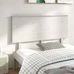 VidaXL Tête de lit Blanc 144x6x82,5 cm Bois massif de pin -Têtes et pieds de lit Soldes image 1 819171