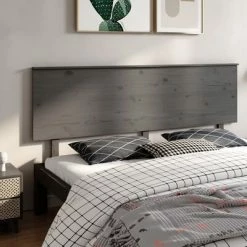 VidaXL Tête de lit Gris 204x6x82,5 cm Bois massif de pin -Têtes et pieds de lit Soldes image 1 819192