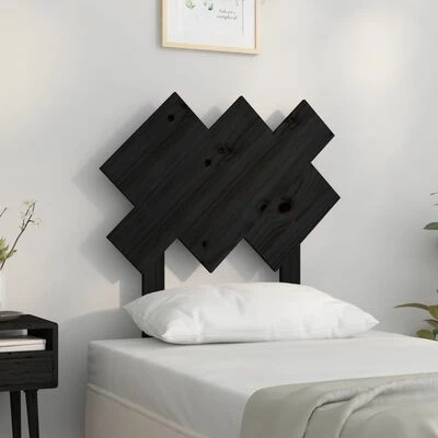VidaXL Tête de lit Noir 72,5x3x81 cm Bois massif de pin 4 VidaXL Tête de lit Noir 72,5x3x81 cm Bois massif de pin – Image 2