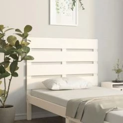 VidaXL Tête de lit Blanc 90x3x80 cm Bois massif de pin -Têtes et pieds de lit Soldes image 1 821328