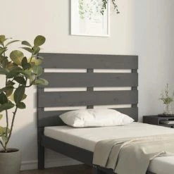 VidaXL Tête de lit Gris 100x3x80 cm Bois massif de pin -Têtes et pieds de lit Soldes image 1 821334