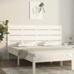 VidaXL Tête de lit Blanc 150x3x80 cm Bois massif de pin -Têtes et pieds de lit Soldes image 1 821348