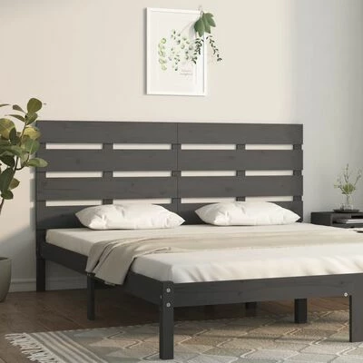 VidaXL Tête de lit Gris 160x3x80 cm Bois massif de pin 4 VidaXL Tête de lit Gris 160x3x80 cm Bois massif de pin – Image 2