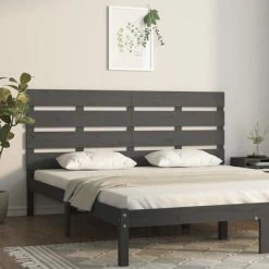 VidaXL Tête de lit Gris 135x3x80 cm Bois massif de pin -Têtes et pieds de lit Soldes image 1 821374