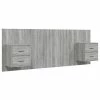 VidaXL Tête de lit avec armoires Gris sonoma Bois d'ingénierie -Têtes et pieds de lit Soldes image 2 3115690