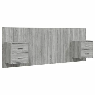VidaXL Tête de lit avec armoires Gris sonoma Bois d'ingénierie 3 VidaXL Tête de lit avec armoires Gris sonoma Bois d'ingénierie