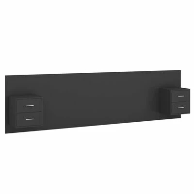 VidaXL Tête de lit avec armoires Noir Bois d’ingénierie 3 VidaXL Tête de lit avec armoires Noir Bois d’ingénierie