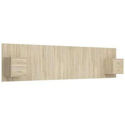 VidaXL Tête de lit avec armoires Chêne sonoma Bois d'ingénierie 3 VidaXL Tête de lit avec armoires Chêne sonoma Bois d'ingénierie