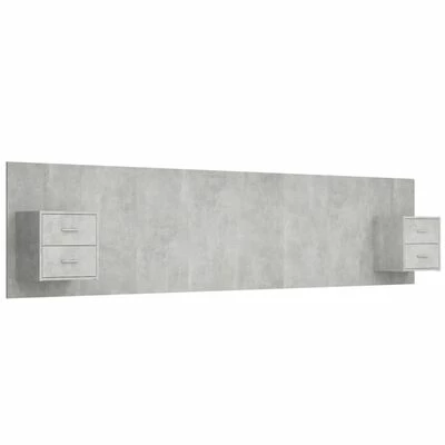 VidaXL Tête de lit avec armoires Gris béton Bois d'ingénierie 3 VidaXL Tête de lit avec armoires Gris béton Bois d'ingénierie