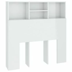 VidaXL Armoire de tête de lit Blanc brillant 100x19x103,5 cm