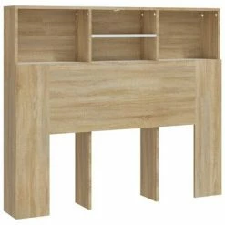 VidaXL Armoire de tête de lit Blanc et chêne sonoma 120x19x103,5 cm