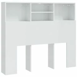 VidaXL Armoire de tête de lit Blanc brillant 120x19x103,5 cm