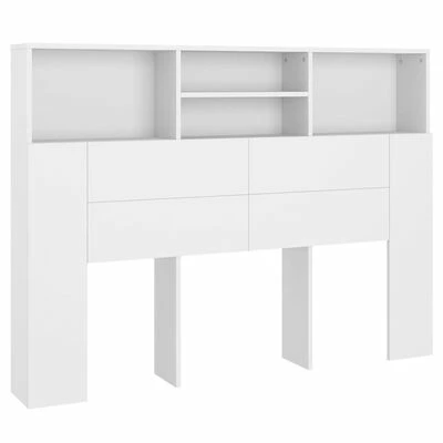 VidaXL Armoire de tête de lit Blanc 140x19x103,5 cm 3 VidaXL Armoire de tête de lit Blanc 140x19x103,5 cm