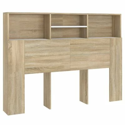 VidaXL Armoire de tête de lit Blanc et chêne sonoma 140x19x103,5 cm 3 VidaXL Armoire de tête de lit Blanc et chêne sonoma 140x19x103,5 cm