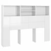 VidaXL Armoire de tête de lit Blanc brillant 140x19x103,5 cm -Têtes et pieds de lit Soldes image 2 811868