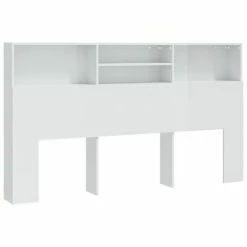 VidaXL Armoire de tête de lit Blanc brillant 180x19x103,5 cm