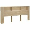 VidaXL Armoire de tête de lit Blanc et chêne sonoma 220x18,5x104,5 cm -Têtes et pieds de lit Soldes image 2 811966
