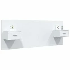 VidaXL Tête de lit avec armoires Blanc brillant Bois d'ingénierie -Têtes et pieds de lit Soldes image 3 3115680