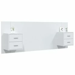 VidaXL Tête de lit avec armoires Blanc Bois d'ingénierie -Têtes et pieds de lit Soldes image 3 3115684