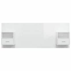 VidaXL Tête de lit avec armoires Blanc brillant Bois d'ingénierie -Têtes et pieds de lit Soldes image 3 3115696