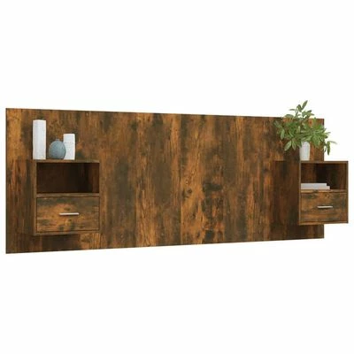 VidaXL Tête de lit avec armoires Chêne fumé Bois d'ingénierie 5 VidaXL Tête de lit avec armoires Chêne fumé Bois d'ingénierie – Image 3