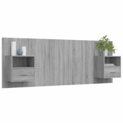 VidaXL Tête de lit avec armoires Gris sonoma Bois d'ingénierie -Têtes et pieds de lit Soldes image 3 3115698