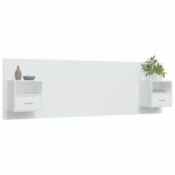 VidaXL Tête de lit avec armoires Blanc Bois d'ingénierie 10 VidaXL Tête de lit avec armoires Blanc Bois d'ingénierie -Têtes et pieds de lit Soldes image 3 3115716
