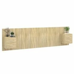VidaXL Tête de lit avec armoires Chêne sonoma Bois d'ingénierie -Têtes et pieds de lit Soldes image 3 3115734