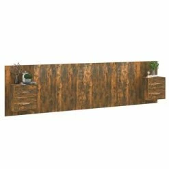 VidaXL Tête de lit avec armoires Chêne fumé Bois d'ingénierie -Têtes et pieds de lit Soldes image 3 3115737