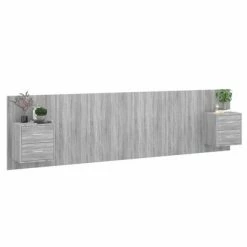VidaXL Tête de lit avec armoires Gris sonoma Bois d'ingénierie -Têtes et pieds de lit Soldes image 3 3115738