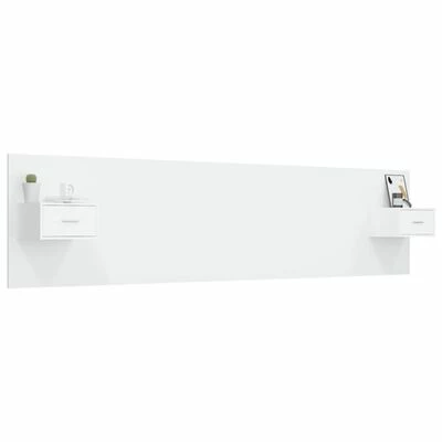 VidaXL Tête de lit avec armoires Blanc Bois d’ingénierie 5 VidaXL Tête de lit avec armoires Blanc Bois d’ingénierie – Image 3