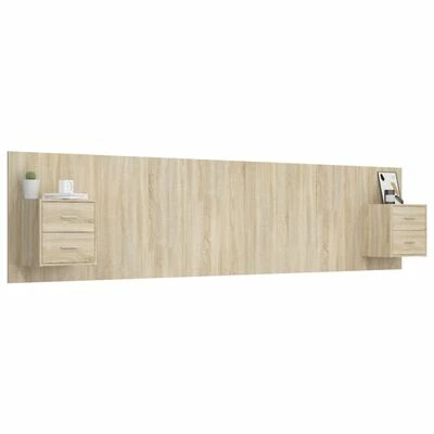VidaXL Tête de lit avec armoires Chêne sonoma Bois d'ingénierie 5 VidaXL Tête de lit avec armoires Chêne sonoma Bois d'ingénierie – Image 3