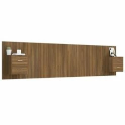VidaXL Tête de lit avec armoires Chêne marron Bois d'ingénierie -Têtes et pieds de lit Soldes image 3 3115763