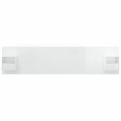 VidaXL Tête de lit avec armoires Blanc brillant Bois d'ingénierie -Têtes et pieds de lit Soldes image 3 3115768