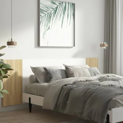 VidaXL Tête de lit murale Blanc et chêne sonoma 240x1,5x80 cm 5 VidaXL Tête de lit murale Blanc et chêne sonoma 240x1,5x80 cm – Image 3