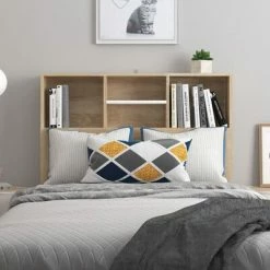 VidaXL Armoire de tête de lit Blanc et chêne sonoma 100x19x103,5 cm -Têtes et pieds de lit Soldes image 3 811849