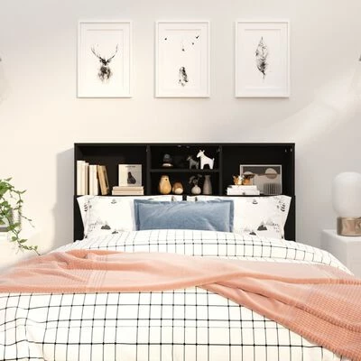 VidaXL Armoire de tête de lit Noir 120x19x103,5 cm 5 VidaXL Armoire de tête de lit Noir 120x19x103,5 cm – Image 3