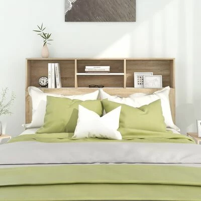 VidaXL Armoire de tête de lit Blanc et chêne sonoma 140x19x103,5 cm 5 VidaXL Armoire de tête de lit Blanc et chêne sonoma 140x19x103,5 cm – Image 3