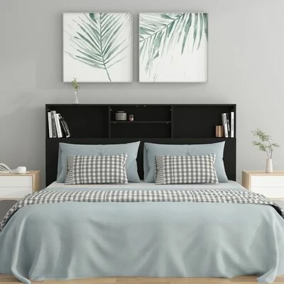 VidaXL Armoire de tête de lit Noir 160x19x103,5 cm 5 VidaXL Armoire de tête de lit Noir 160x19x103,5 cm – Image 3