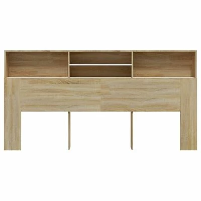 VidaXL Armoire de tête de lit Blanc et chêne sonoma 200x19x103,5 cm 5 VidaXL Armoire de tête de lit Blanc et chêne sonoma 200x19x103,5 cm – Image 3