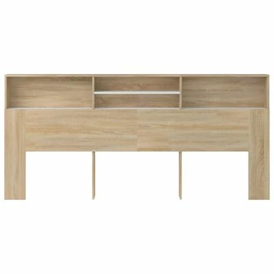 VidaXL Armoire de tête de lit Blanc et chêne sonoma 220x19x103,5 cm 4 VidaXL Armoire de tête de lit Blanc et chêne sonoma 220x19x103,5 cm – Image 3