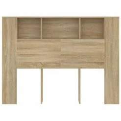 VidaXL Armoire de tête de lit Blanc et chêne sonoma 140x18,5x104,5 cm -Têtes et pieds de lit Soldes image 3 811930